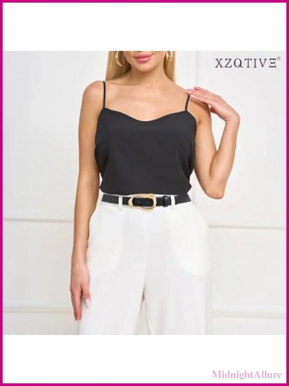 XZQTIVE Women's PU Leather Fashion Belt with Gold Frame Buckle
